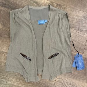 Simply Vera Wang Open Front Cardigan Vest Size Large Gray NWT